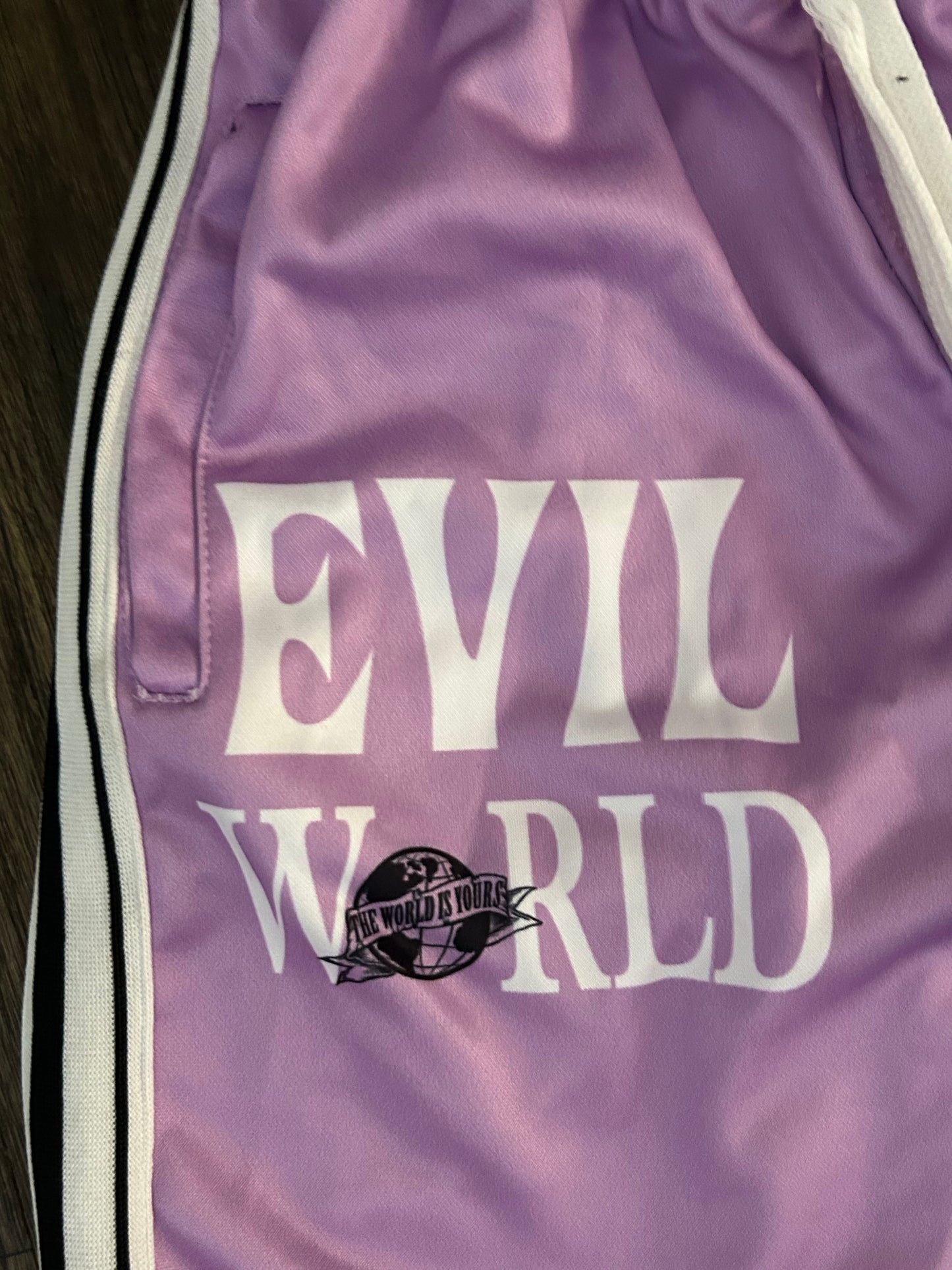 purple track pants
