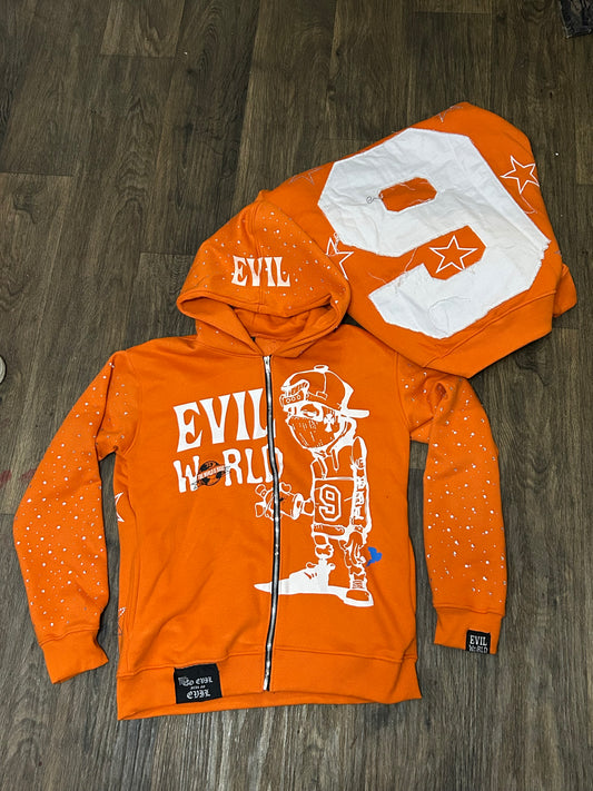 rhinestone evil world orange  jacket