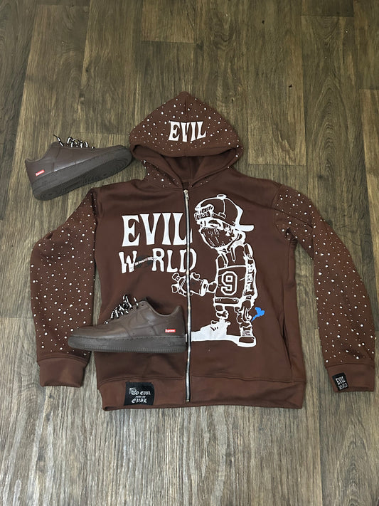 rhinestone jacket evil world brown